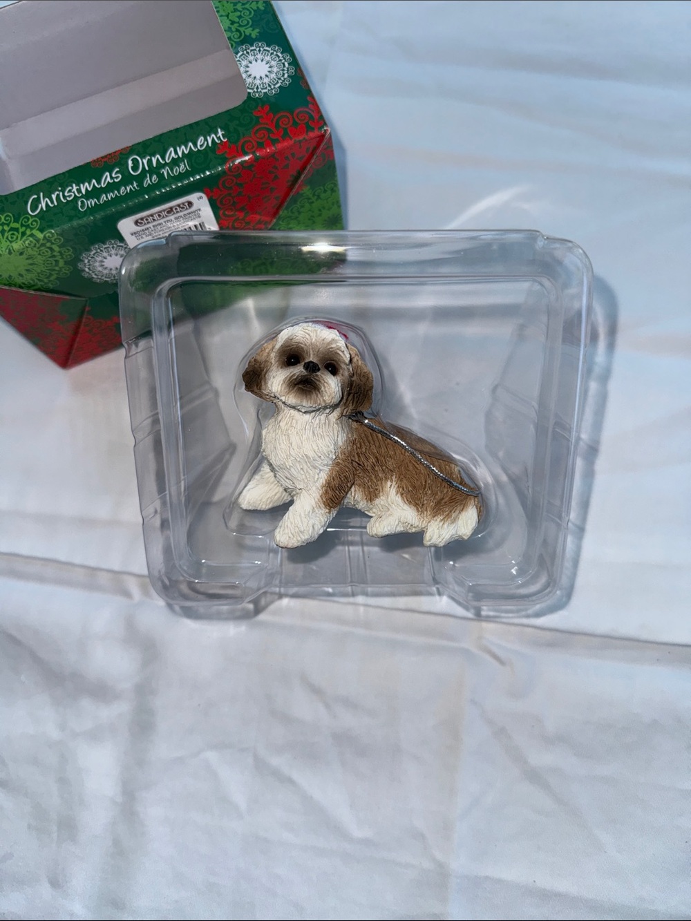 Christmas Ornament Small Pet Dog Figurine - Brown & White